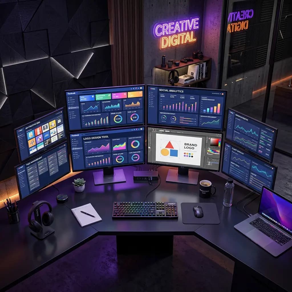 MergerKits team workspace campaign dashboards, logo design, analytics